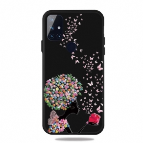 Cover OnePlus Nord N100 Kvinde Med Blomsterhoved