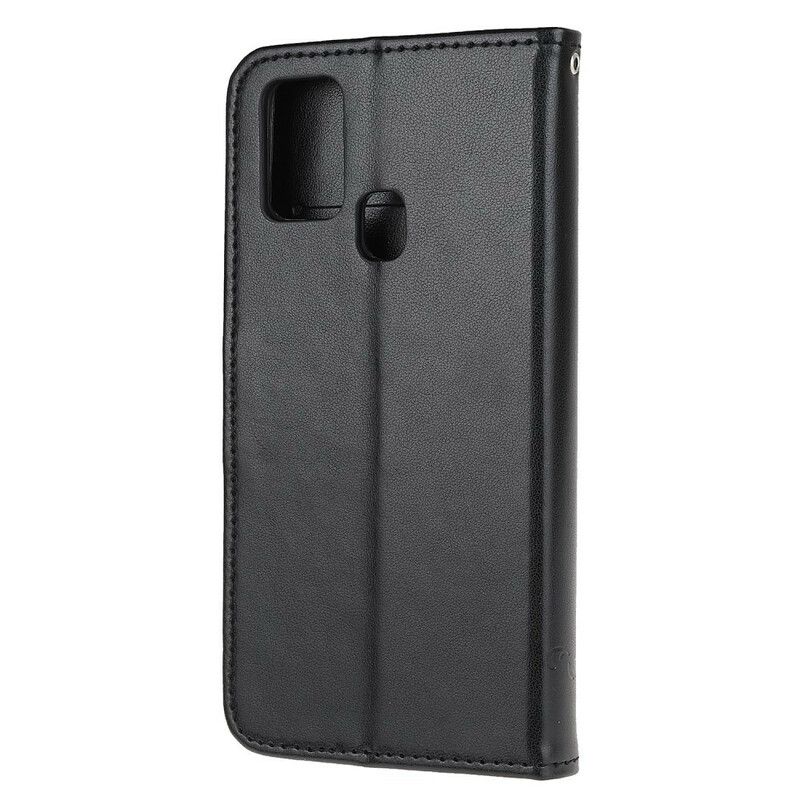 Flip Cover OnePlus Nord N100 Med Snor Thong Sommerfugle Og Blomster