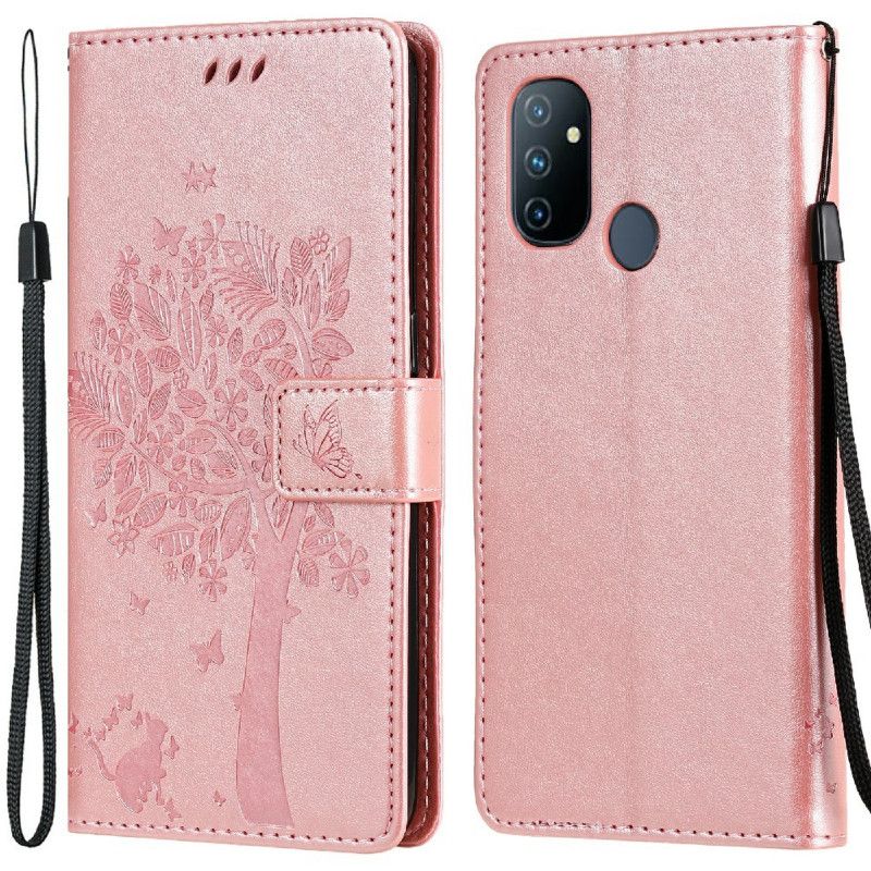 Flip Cover OnePlus Nord N100 Træ Og Kat