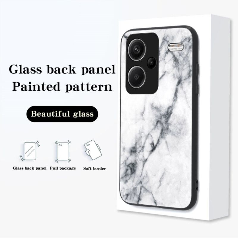 Cover Xiaomi Redmi Note 13 Pro Plus 5g Hvid Marmor Hærdet Glas