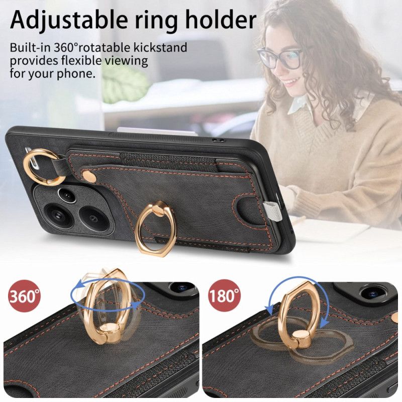 Cover Xiaomi Redmi Note 13 Pro Plus 5g Telefon Etui Kortholder Og Roterende Ring