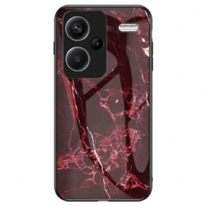 Cover Xiaomi Redmi Note 13 Pro Plus 5g Telefon Etui Rød Marmor Hærdet Glas