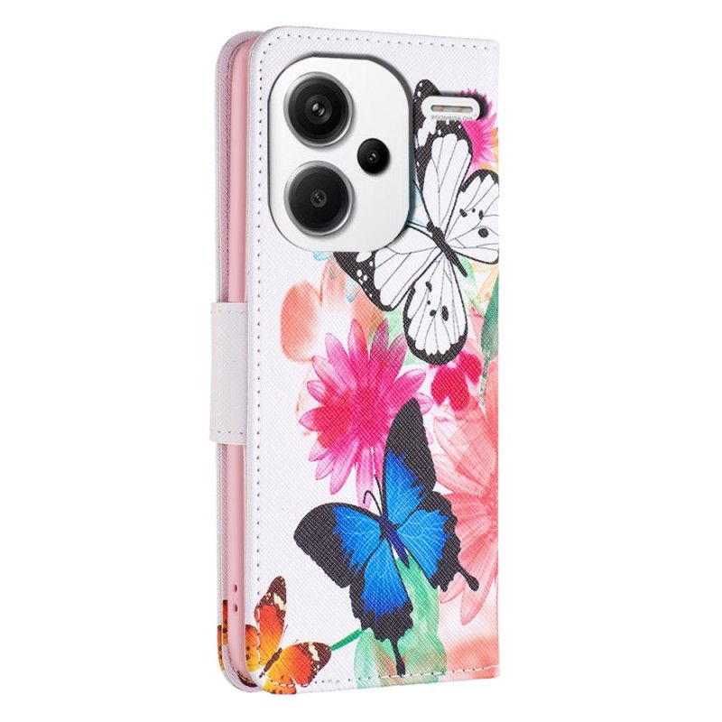 Flip Cover Til Xiaomi Redmi Note 13 Pro Plus 5g To Sommerfugle