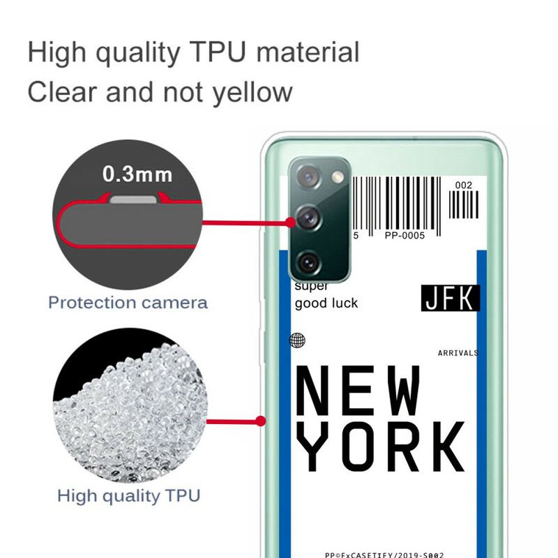 Cover Samsung Galaxy S20 FE Boardingkort Til New York