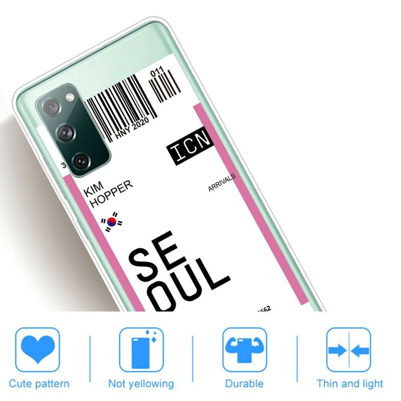 Cover Samsung Galaxy S20 FE Boardingkort Til Seoul