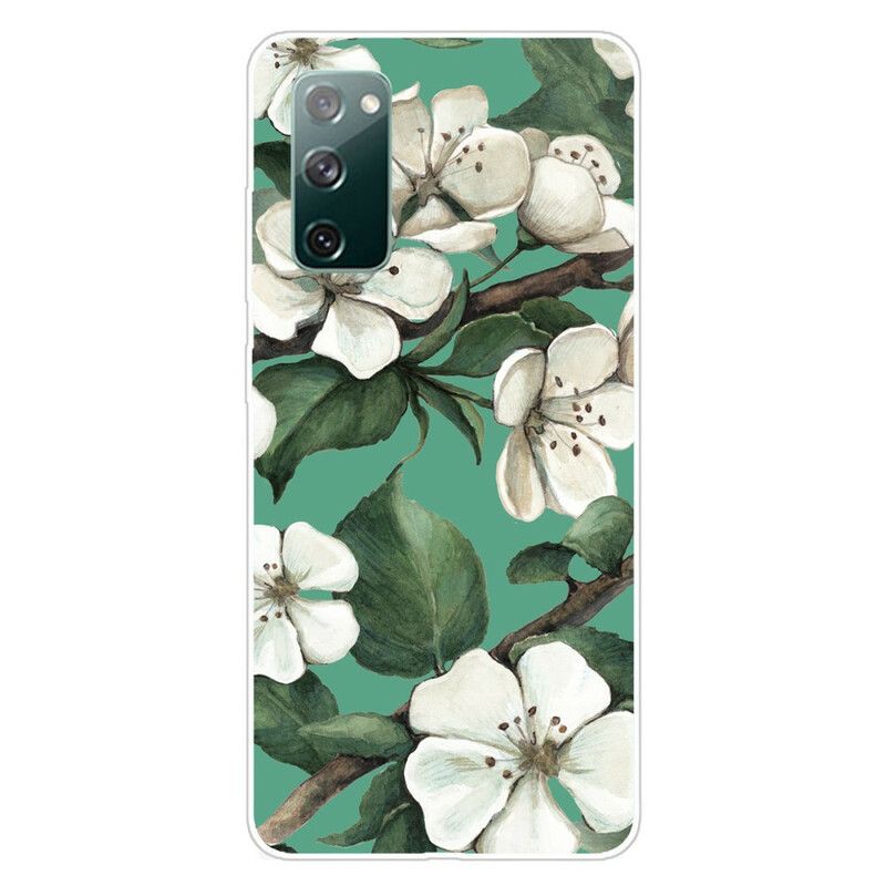 Cover Samsung Galaxy S20 FE Hvide Malede Blomster