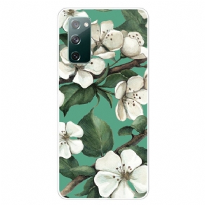 Cover Samsung Galaxy S20 FE Hvide Malede Blomster