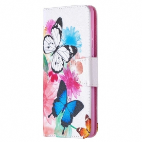 Flip Cover Samsung Galaxy S20 FE Malede Sommerfugle Og Blomster