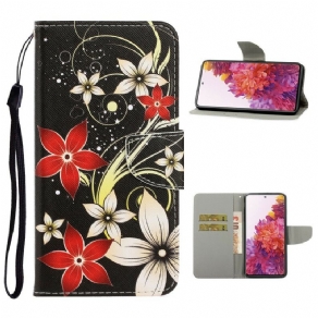 Flip Cover Samsung Galaxy S20 FE Med Snor Farverige Stropblomster