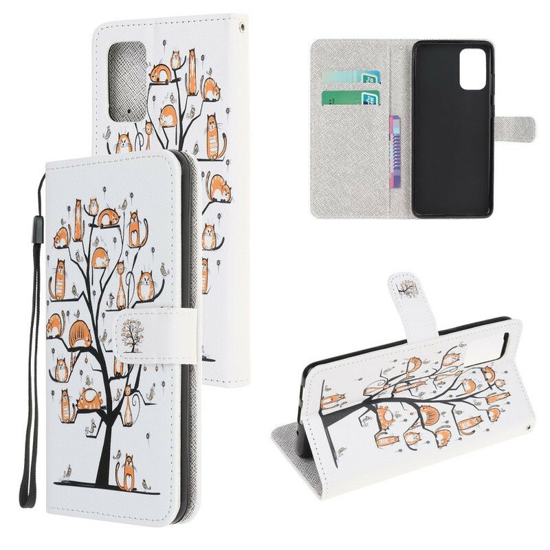 Flip Cover Samsung Galaxy S20 FE Med Snor Funky Katte Med Rem