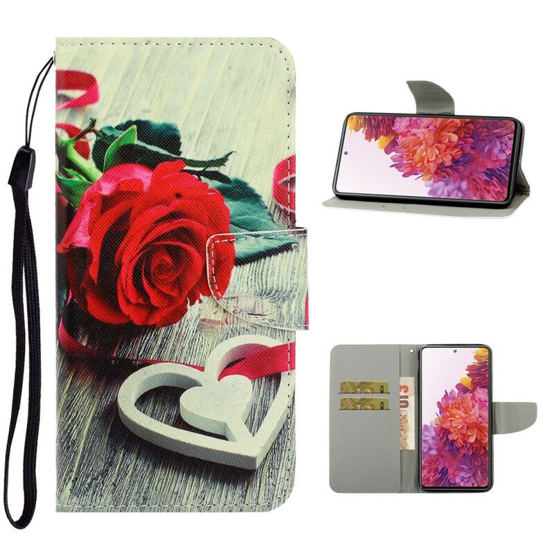 Flip Cover Samsung Galaxy S20 FE Med Snor Romantisk Strappy Rose