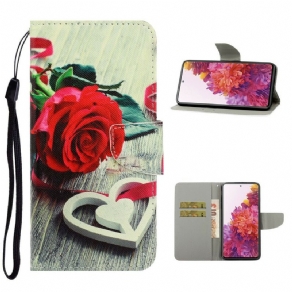 Flip Cover Samsung Galaxy S20 FE Med Snor Romantisk Strappy Rose