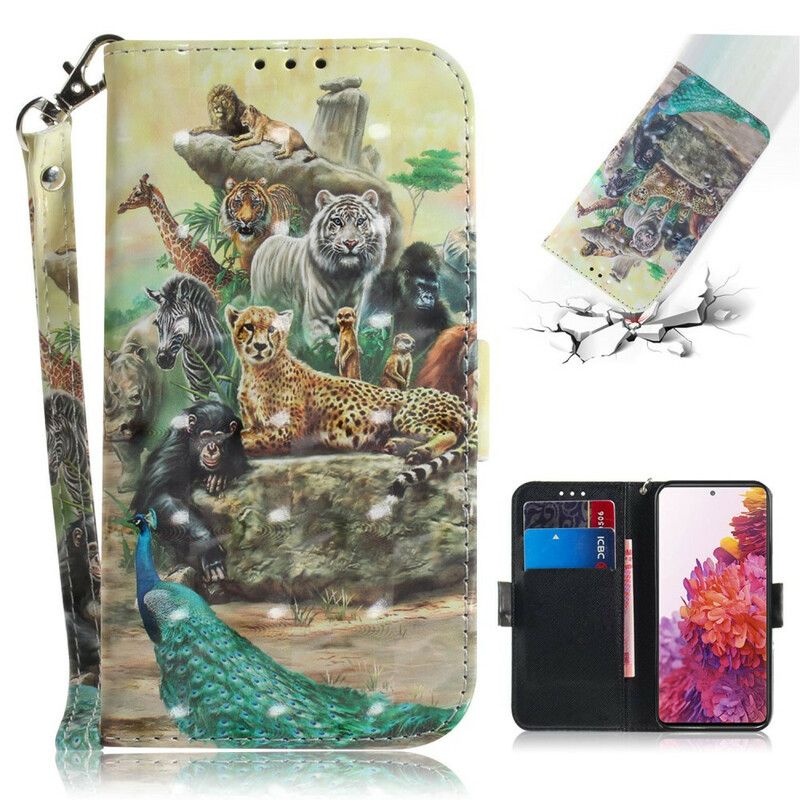 Flip Cover Samsung Galaxy S20 FE Med Snor Thong Safari Dyr