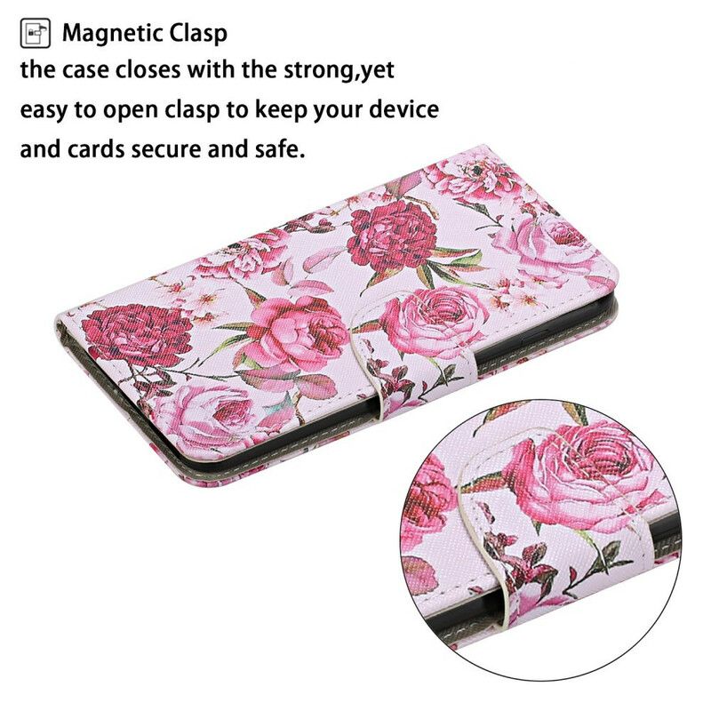 Flip Cover Samsung Galaxy S20 FE Mestrede Blomster Med Snor