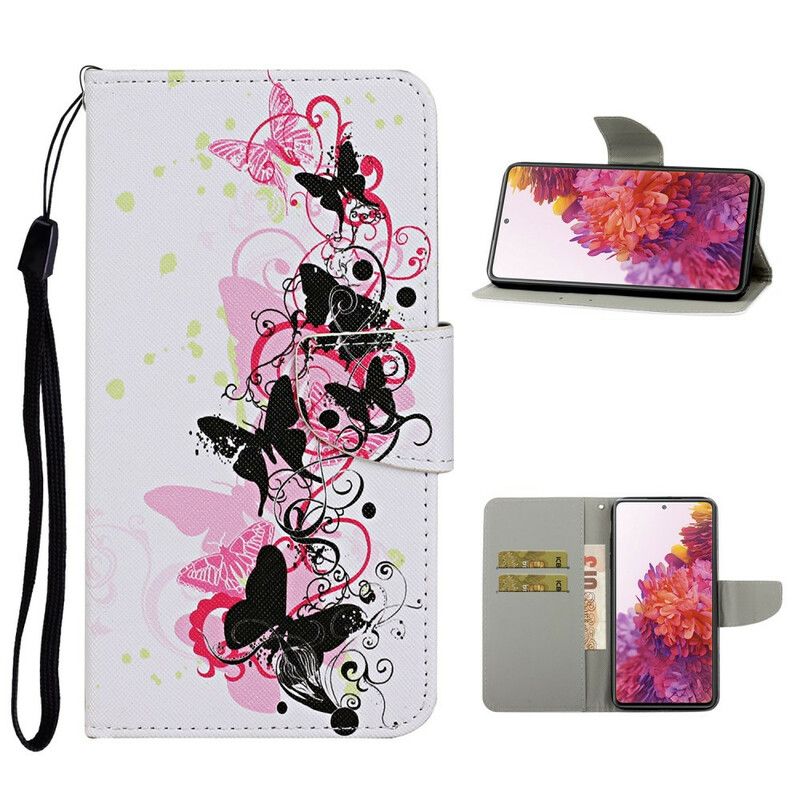 Flip Cover Samsung Galaxy S20 FE Sommerfugle Og Snor