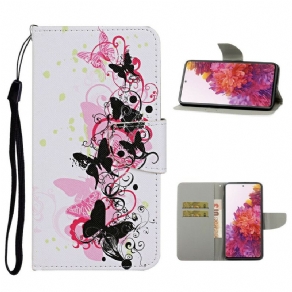 Flip Cover Samsung Galaxy S20 FE Sommerfugle Og Snor