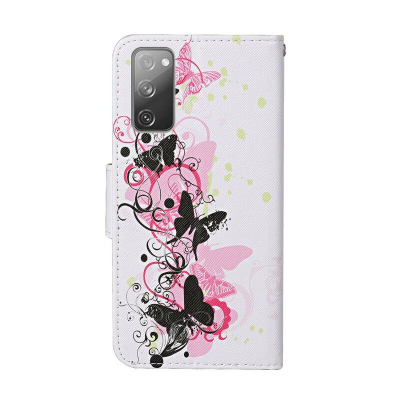 Flip Cover Samsung Galaxy S20 FE Sommerfugle Og Snor