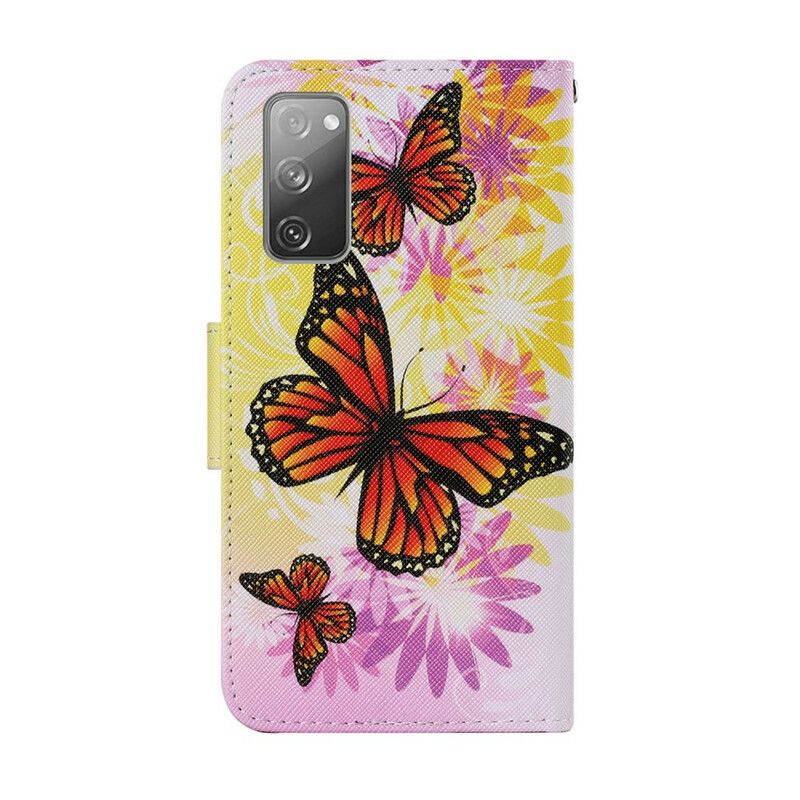 Flip Cover Samsung Galaxy S20 FE Sommerfugle Og Sommerblomster