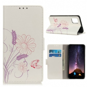 Flip Cover Samsung Galaxy S20 FE Tegning Af Sommerfugle Og Blomster