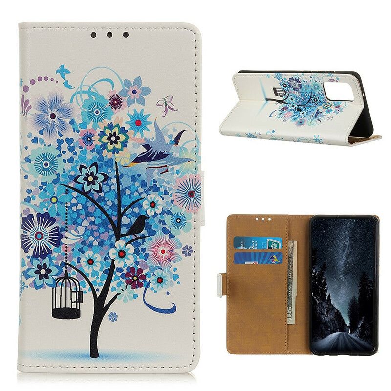 Læder Cover Samsung Galaxy S20 FE Blomstrende Træ