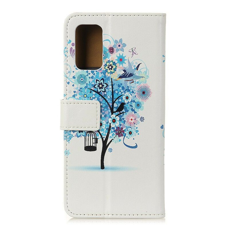 Læder Cover Samsung Galaxy S20 FE Blomstrende Træ