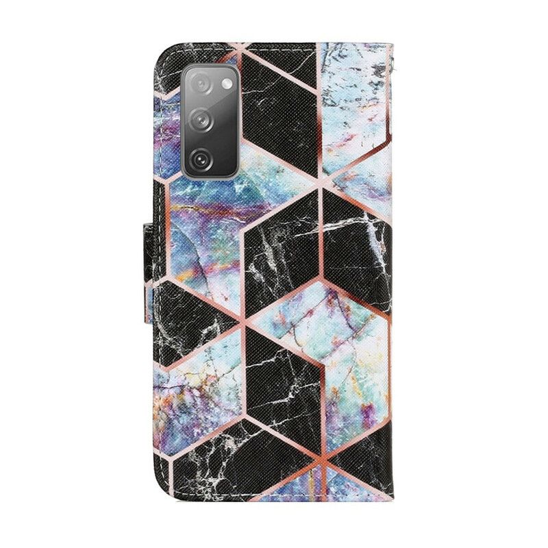 Læder Cover Samsung Galaxy S20 FE Geometrisk Marmor