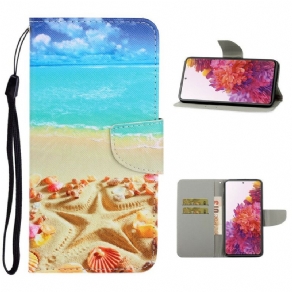 Læder Cover Samsung Galaxy S20 FE Med Snor Thong Beach