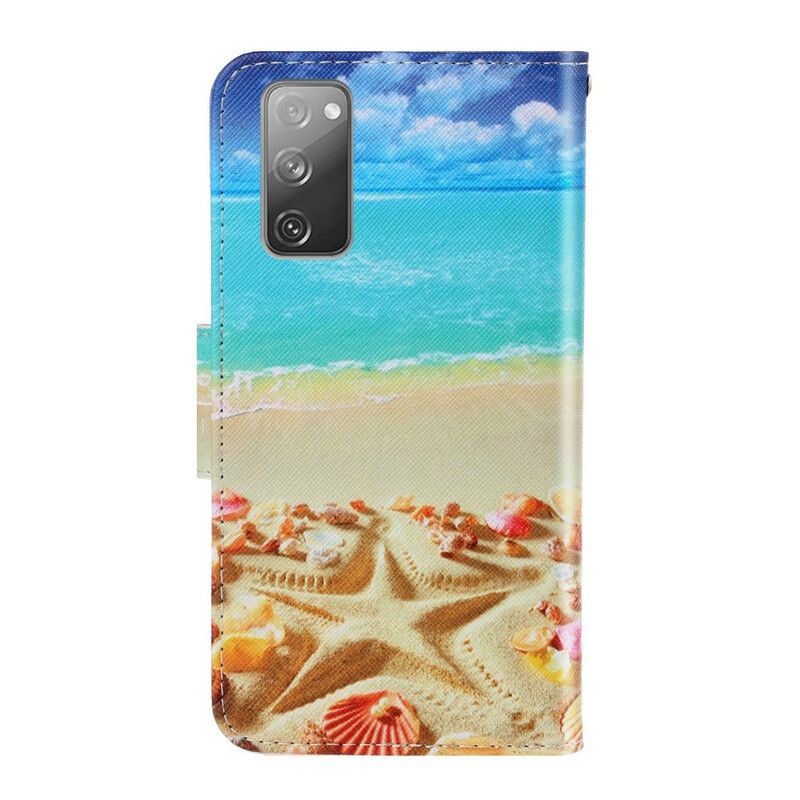 Læder Cover Samsung Galaxy S20 FE Med Snor Thong Beach