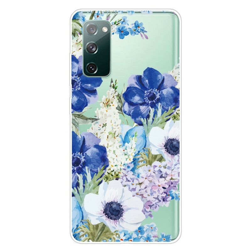 Mobilcover Samsung Galaxy S20 FE Akvarel Blå Blomster Sømløs