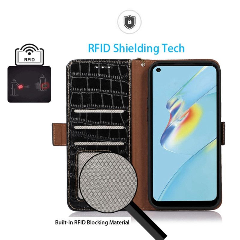 Flip Cover Oppo Reno 8 Pro Rfid Crocodile Style