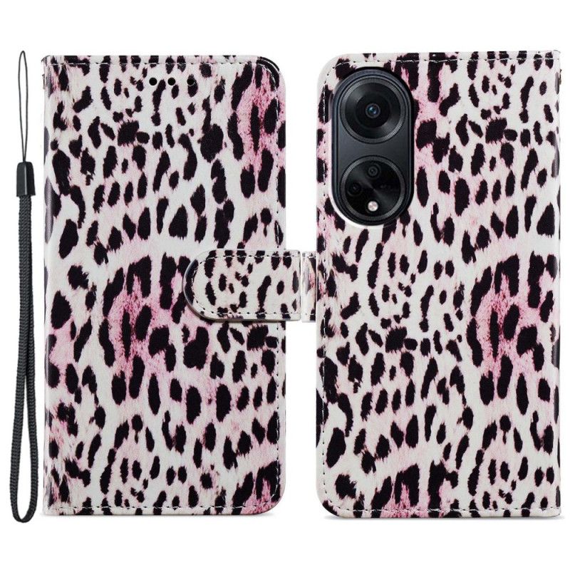 Flip Cover Til Oppo A98 5g Leopardmønster Med Rem