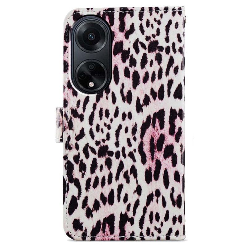 Flip Cover Til Oppo A98 5g Leopardmønster Med Rem