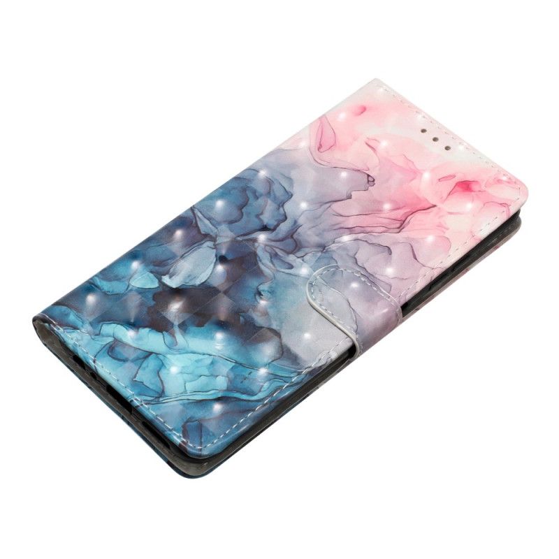 Flip Cover Til Oppo A98 5g Pink Og Blå Marmor Med Rem