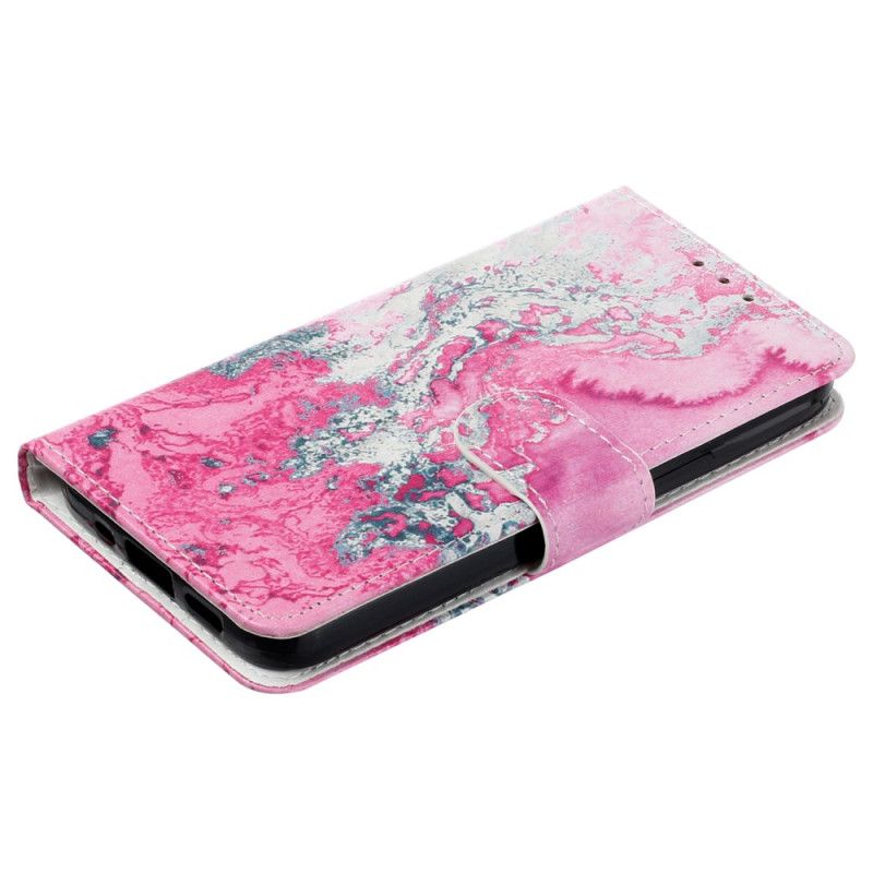 Flip Cover Til Oppo A98 5g Pink Og Sølv Marmormønster