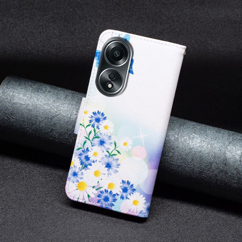 Flip Cover Til Oppo A98 5g Sommerfugl Og Blomster Akvarel