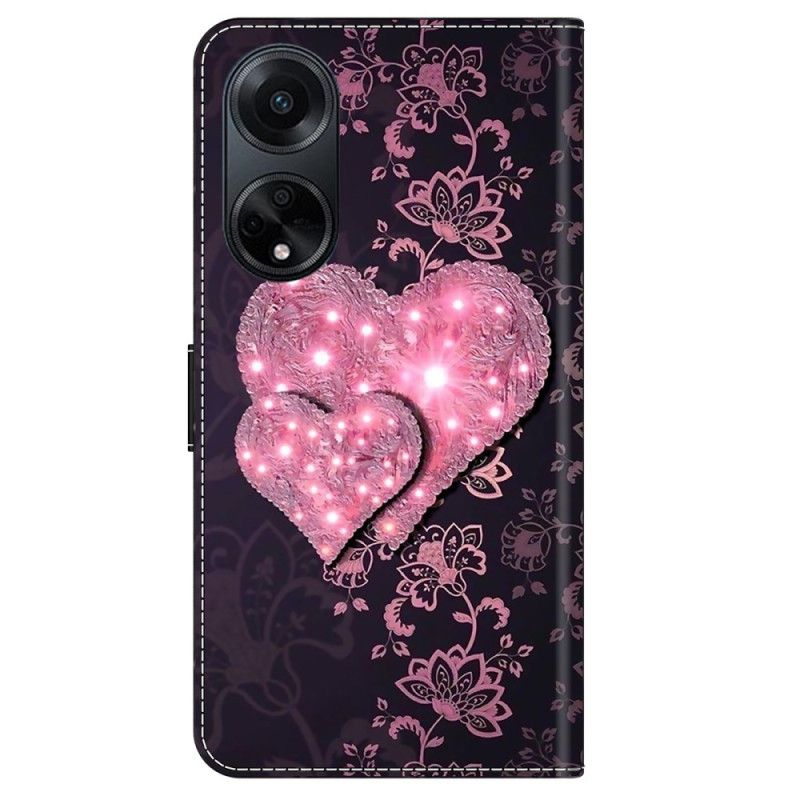 Læder Cover Oppo A98 5g Telefon Etui Blondehjerter