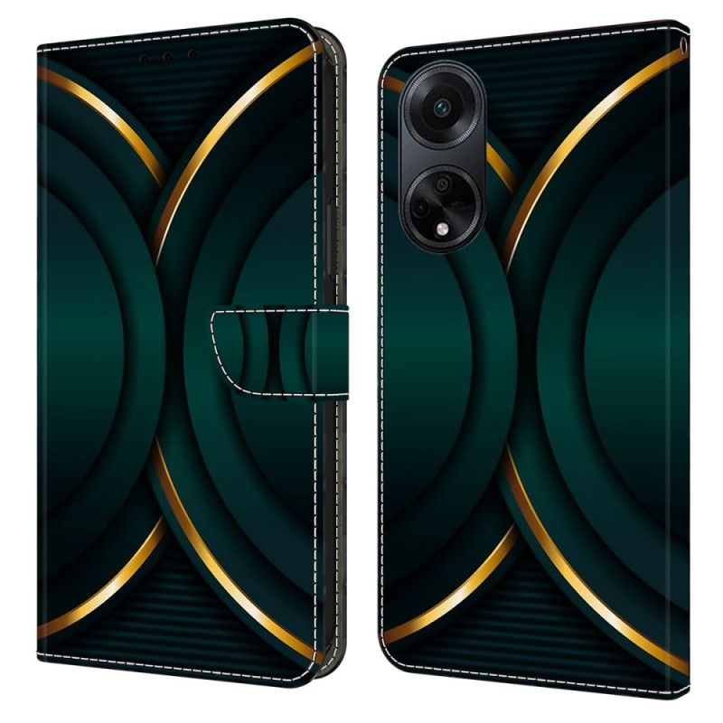 Læder Cover Oppo A98 5g Telefon Etui Gyldent Omrids