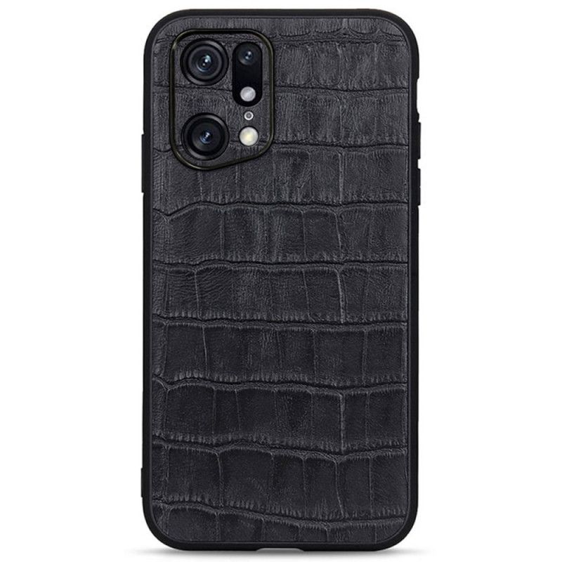 Cover Oppo Find X5 Pro Ægte Crocodile Texture Læder