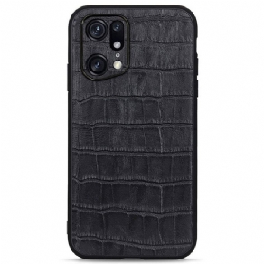 Cover Oppo Find X5 Pro Ægte Crocodile Texture Læder