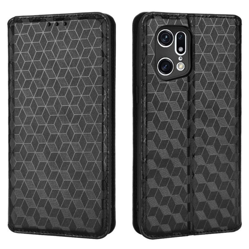 Cover Oppo Find X5 Pro Flip Cover 3d Diamantlædereffekt