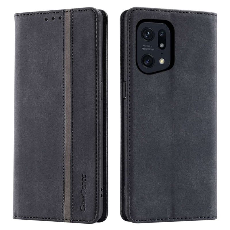 Cover Oppo Find X5 Pro Flip Cover Imiteret Læder Casedance