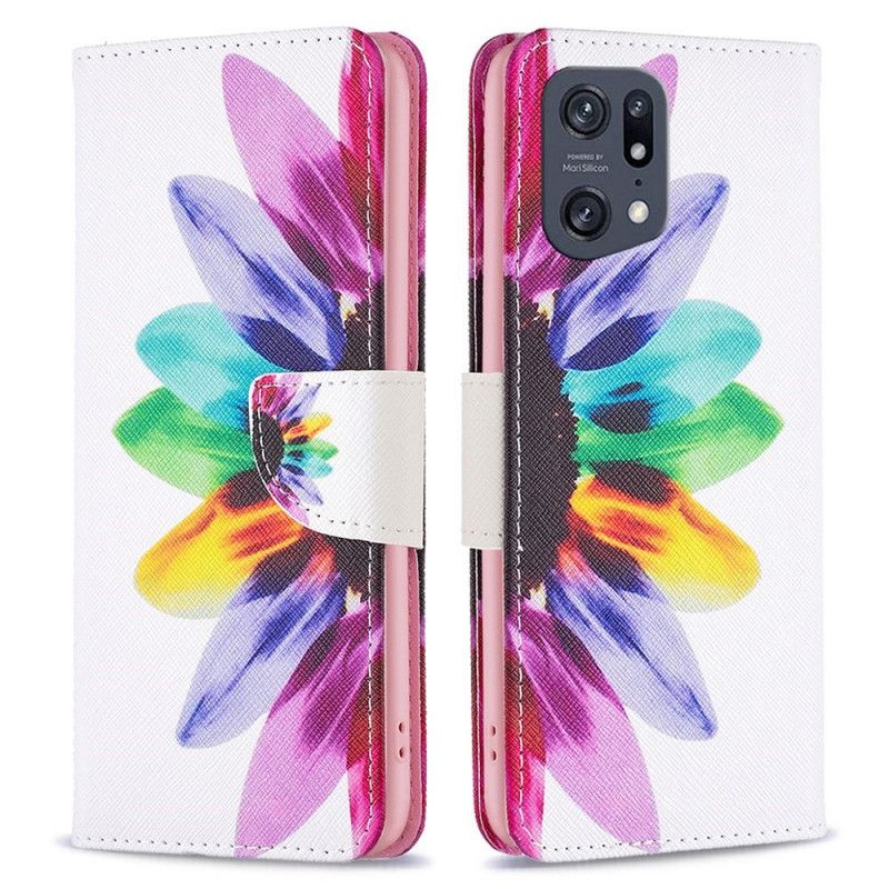 Flip Cover Oppo Find X5 Pro Akvarelblomst