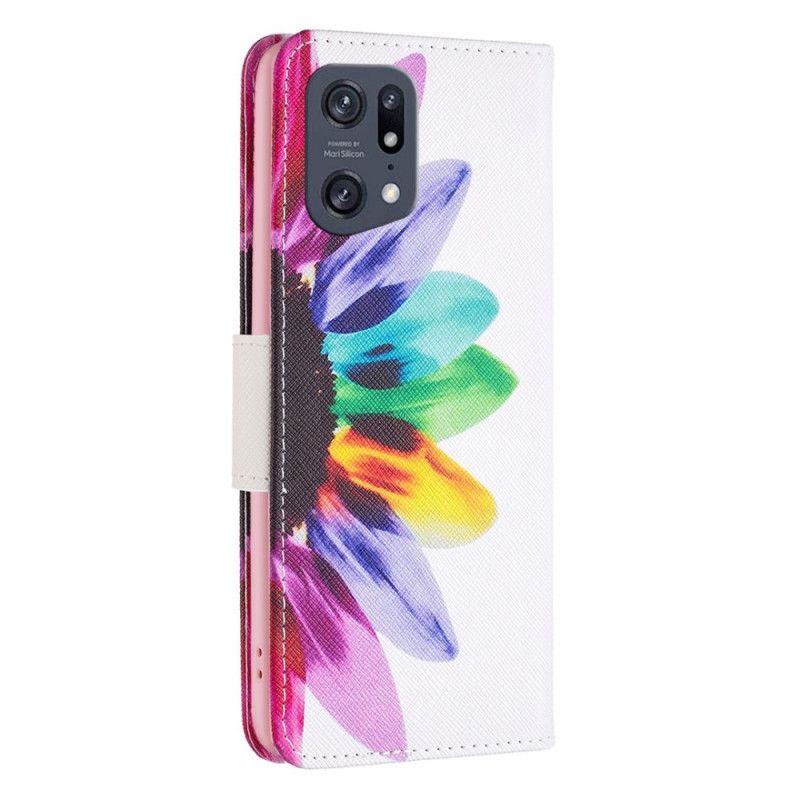 Flip Cover Oppo Find X5 Pro Akvarelblomst