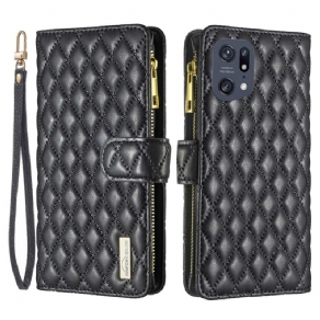 Flip Cover Oppo Find X5 Pro Binfen Farvestil Quiltet