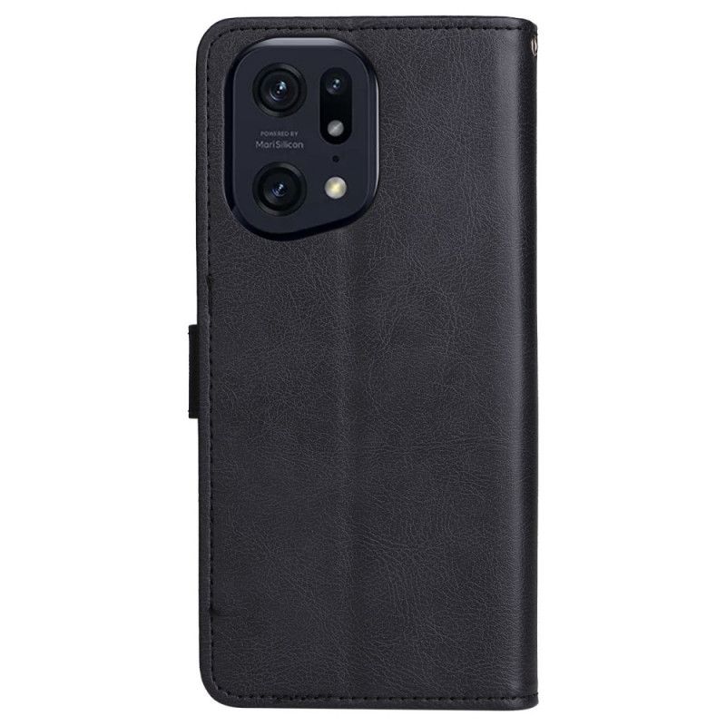 Flip Cover Oppo Find X5 Pro Med Snor Almindelig Strappy