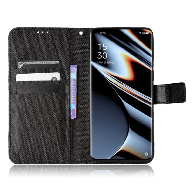 Flip Cover Oppo Find X5 Pro Med Snor Stylet Imiteret Læderrem