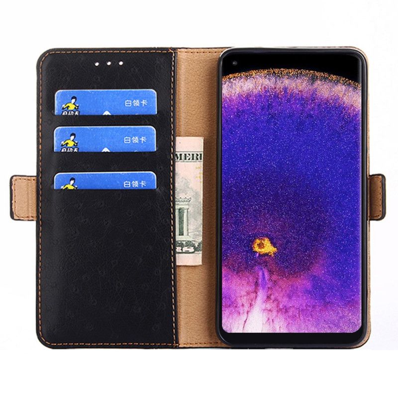 Flip Cover Oppo Find X5 Pro Tofarvet Struds Hudtekstur