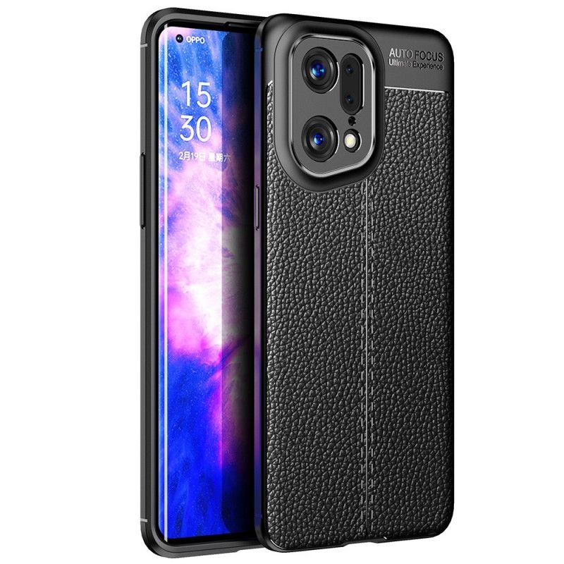 Mobilcover Oppo Find X5 Pro Dobbelt Linje Litchi Lædereffekt