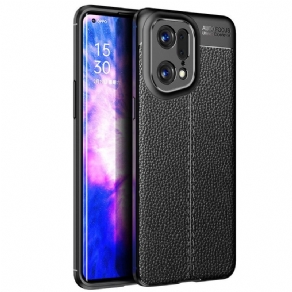 Mobilcover Oppo Find X5 Pro Dobbelt Linje Litchi Lædereffekt