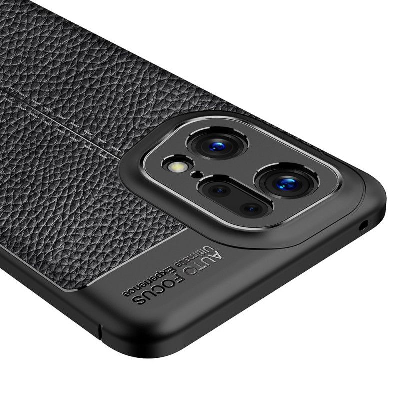 Mobilcover Oppo Find X5 Pro Dobbelt Linje Litchi Lædereffekt